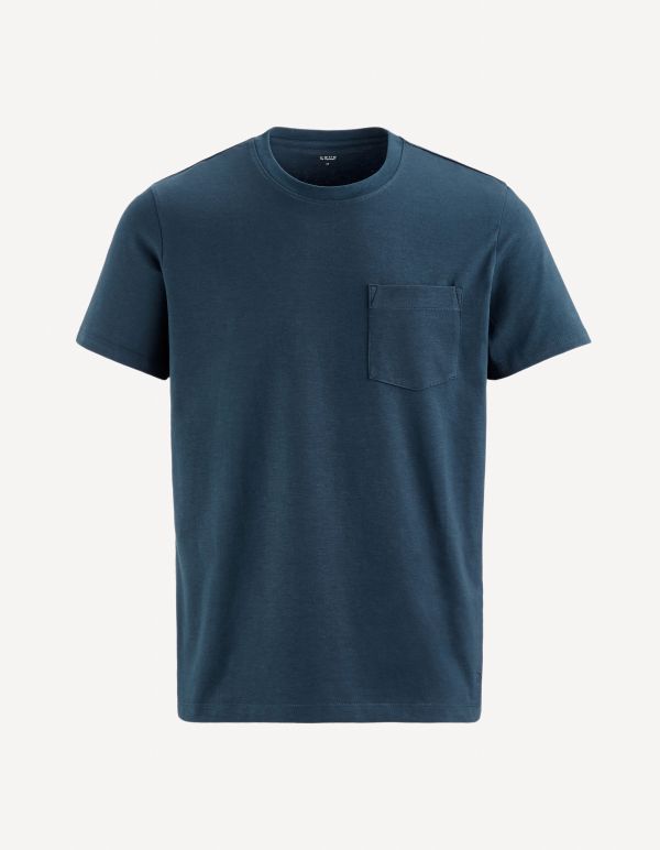 T-shirt col rond avec poche - Marine
