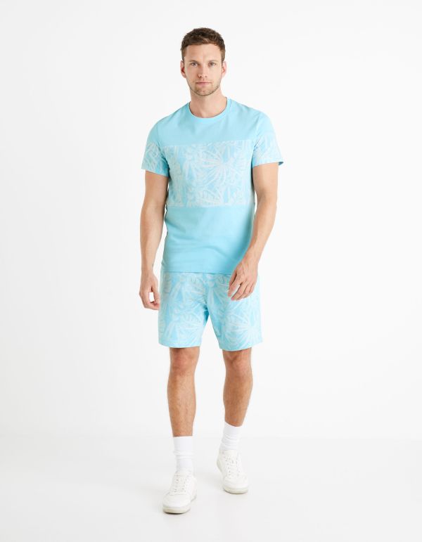 T-shirt col rond 100% coton - bleu ciel