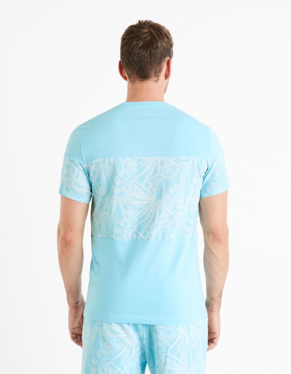 T-shirt col rond 100% coton - bleu ciel
