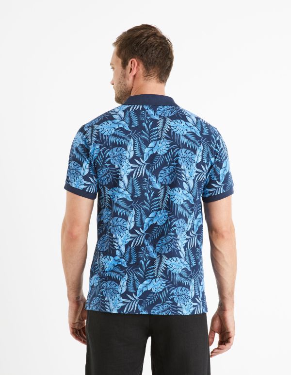 Polo imprimé 100% coton - marine