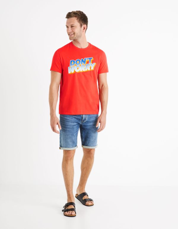 T-shirt col rond 100% coton - rouge