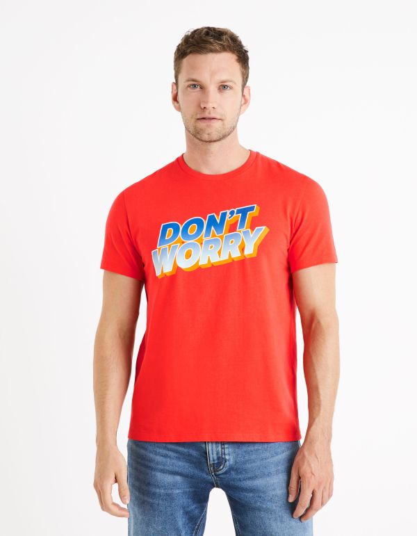 T-shirt col rond 100% coton - rouge