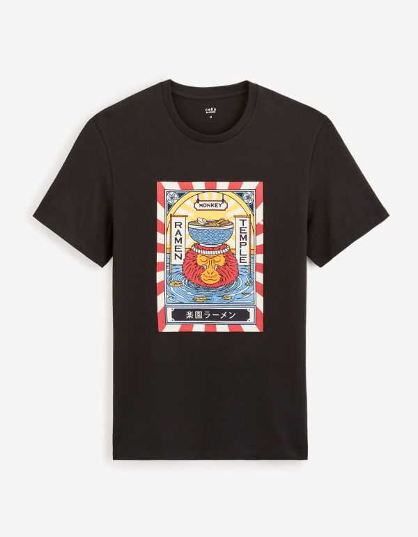 T-shirt col rond 100% coton - noir