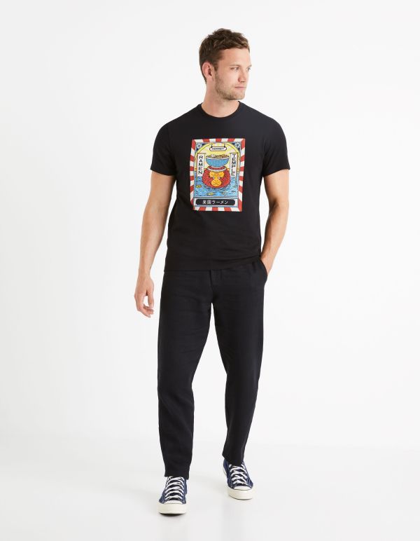 T-shirt col rond 100% coton - noir