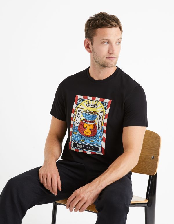 T-shirt col rond 100% coton - noir