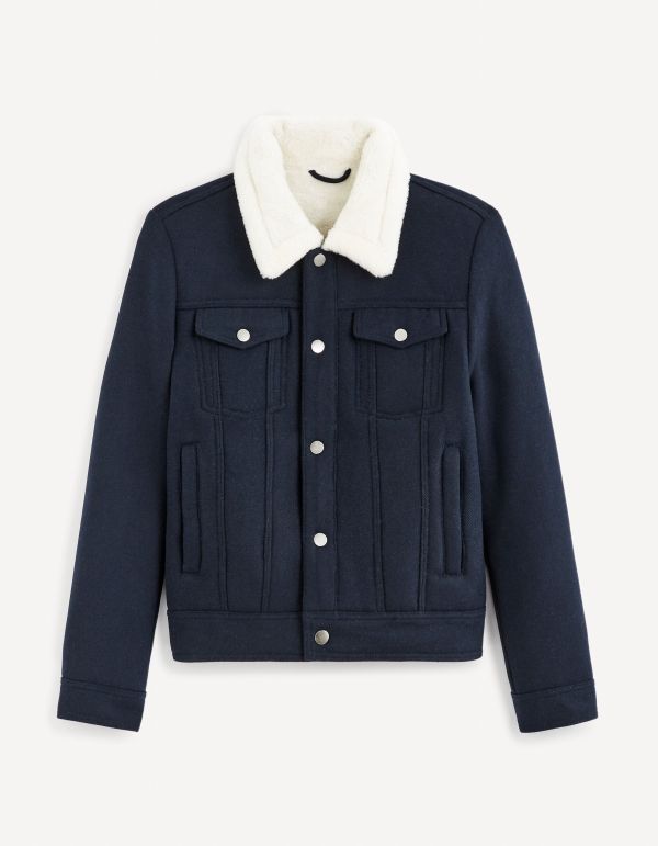 Veste en velours doublé sherpa - marine