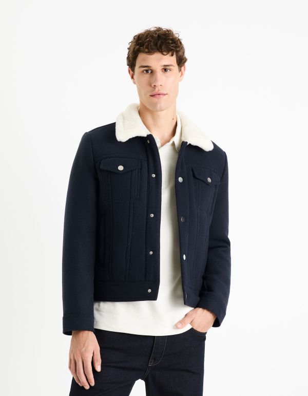 Veste en velours doublé sherpa - marine