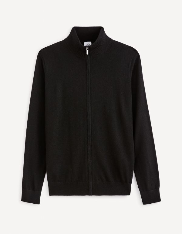 Cardigan zippé laine mélangée - noir