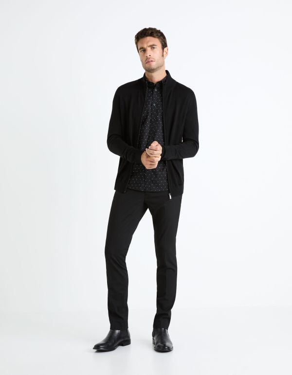 Cardigan zippé laine mélangée - noir