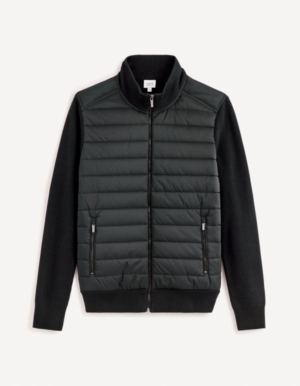 Blouson mix matière coton mélangé - noir