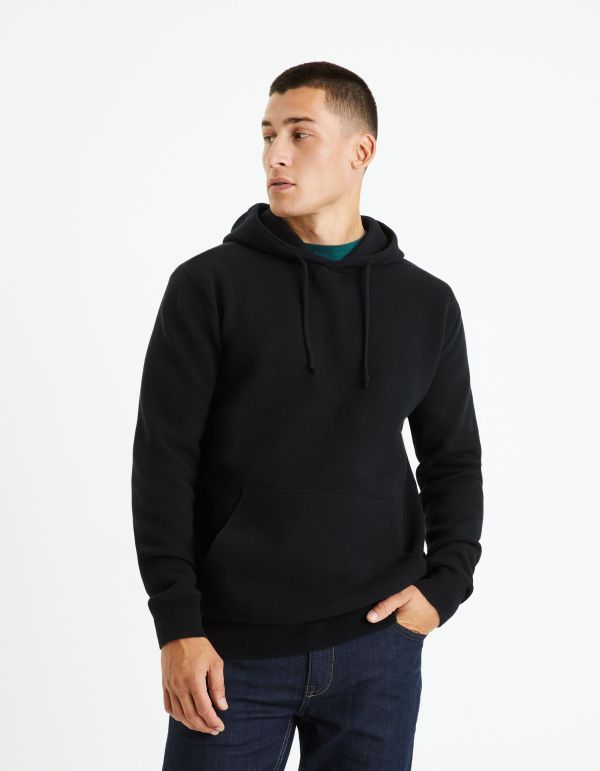 Pull à capuche   coton mélangé - noir