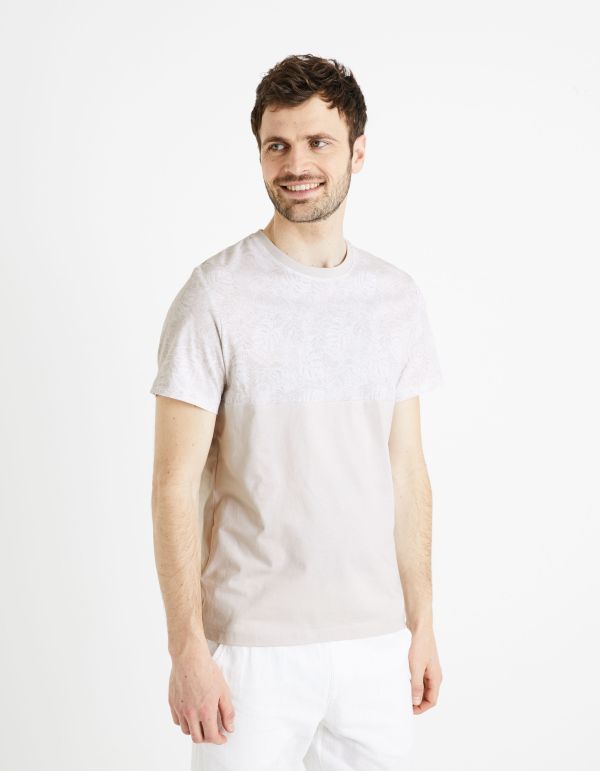T-shirt col rond 100% coton - gris argenté