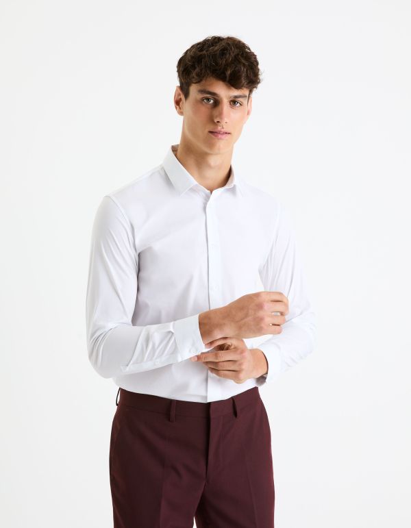 Chemise  regular coton stretch - blanc