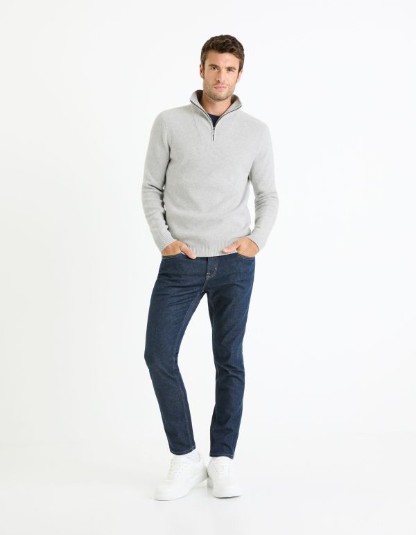 Pull col camionneur zippé - gris chine