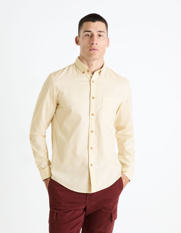 Chemise regular 100% coton - beige