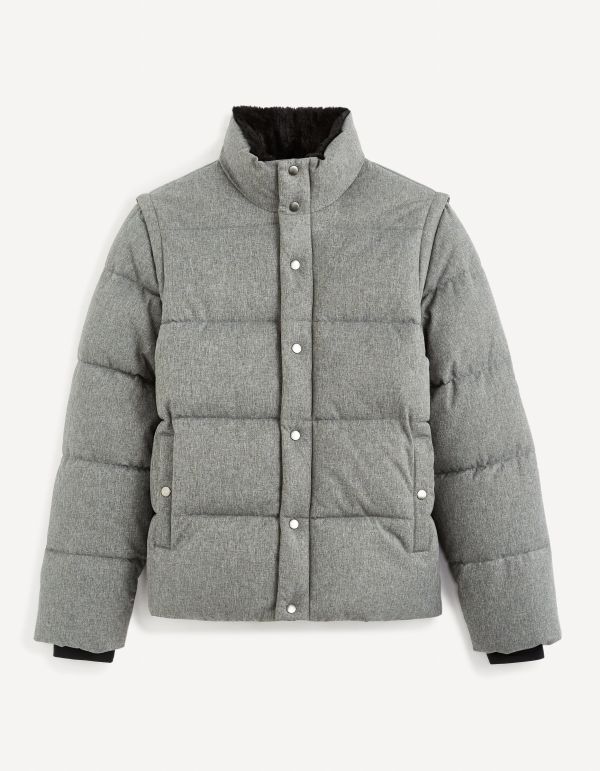Doudoune chaude manches amovibles - gris