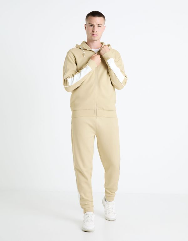 Sweat à capuche coton mélangé - beige