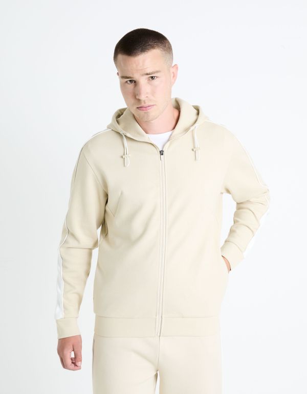 Sweat à capuche coton mélangé - beige