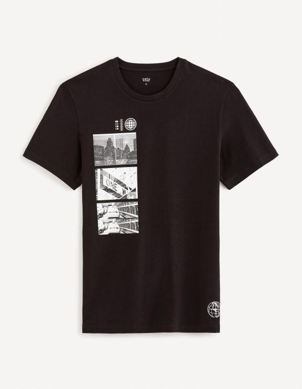 T-shirt col rond 100% coton - noir