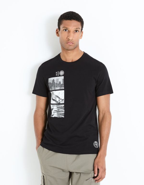 T-shirt col rond 100% coton - noir