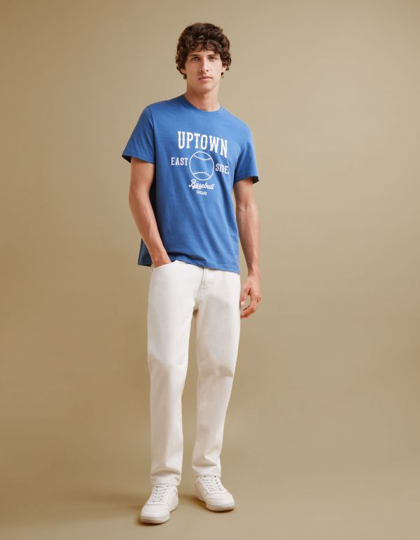 T-shirt col rond 100% coton - bleu