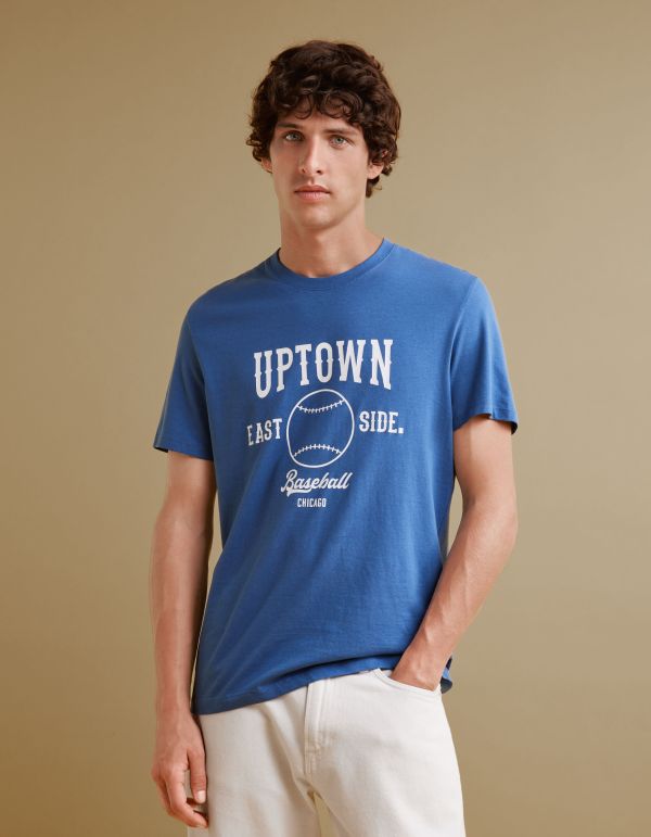 T-shirt col rond 100% coton - bleu