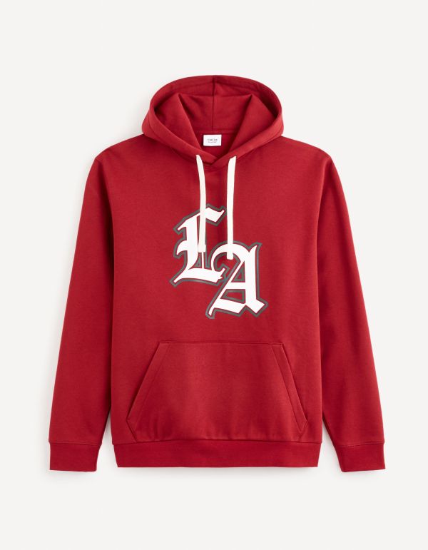 Sweat à capuche coton mélangé - bordeaux