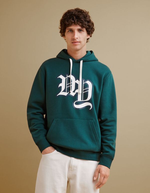 Sweat à capuche coton mélangé - vert