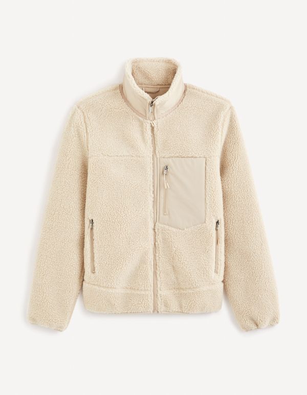 Blouson en sherpa col montant - naturel
