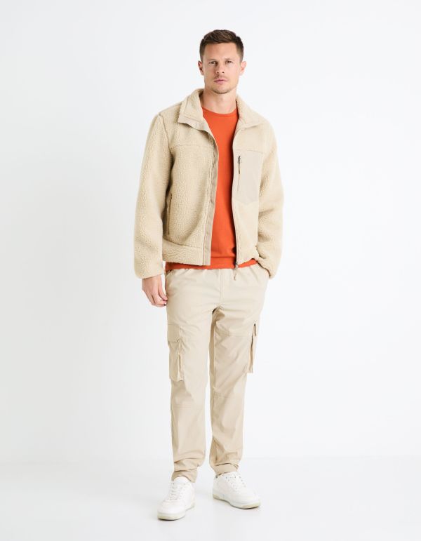 Blouson en sherpa col montant - naturel
