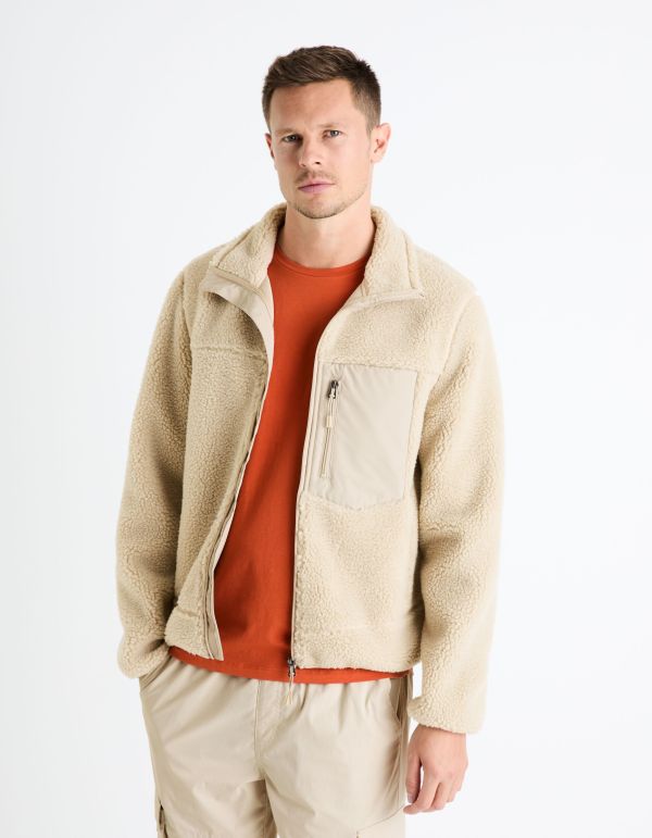 Blouson en sherpa col montant - naturel