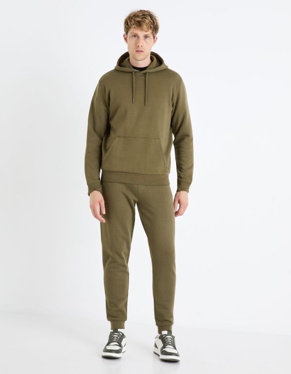 Sweat à capuche 100% coton - kaki