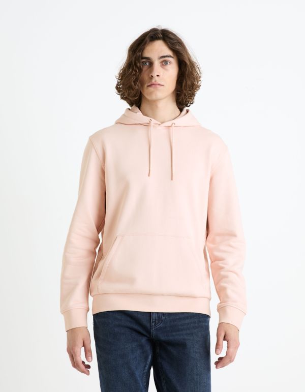Sweat à capuche 100% coton - rose