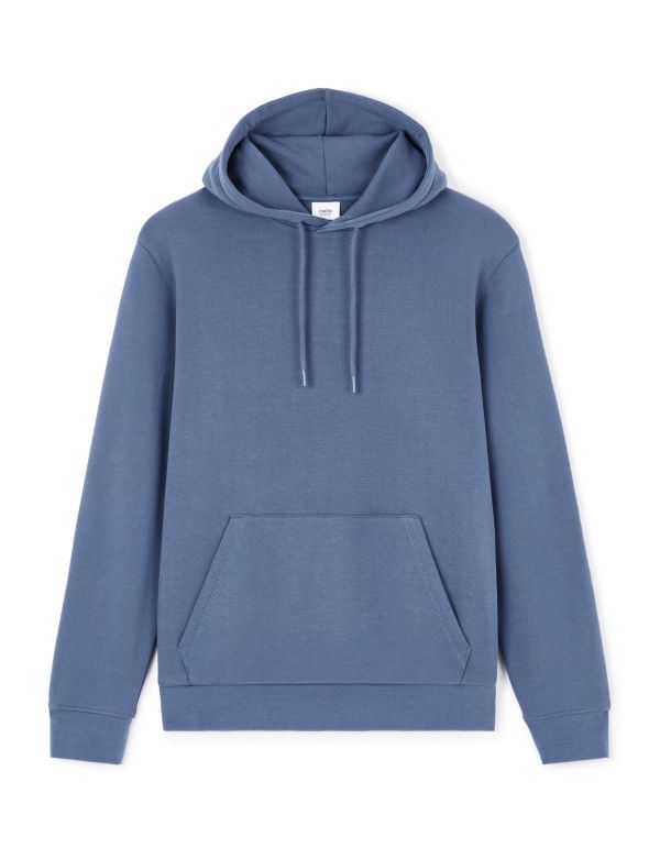 Sweat regular capuche 100% coton - bleu