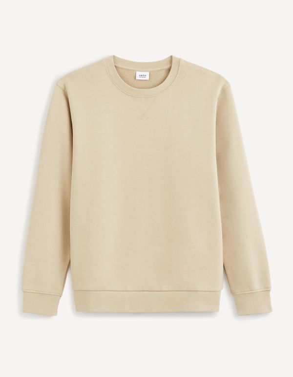 Sweat col rond 100% coton - taupe