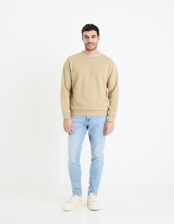 Sweat col rond 100% coton - taupe