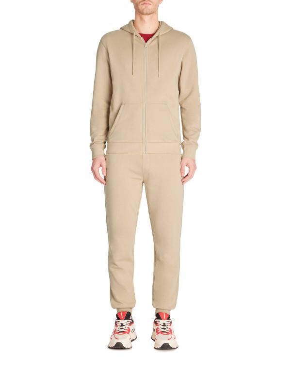 Sweat zippé capuche regular 100% coton - beige