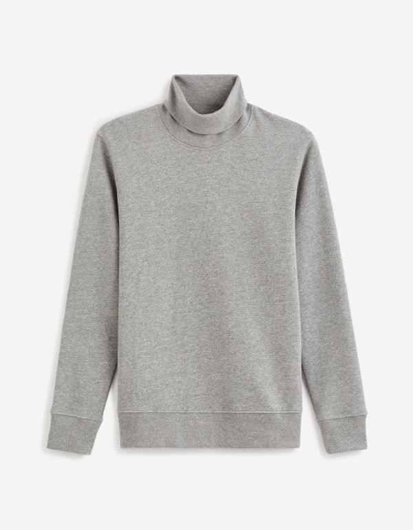 Sweat col roulé coton mélangé - gris