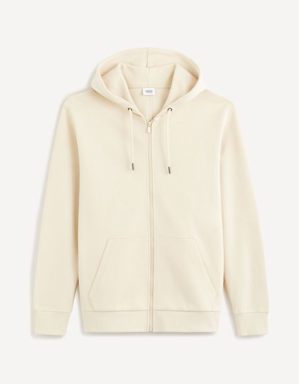 Sweat piqué zippé coton mélangé - beige