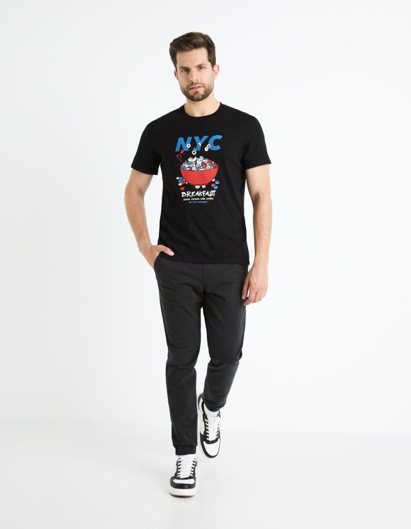 T-shirt col rond 100% coton - noir