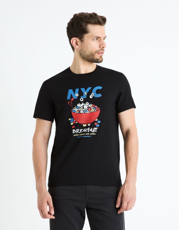 T-shirt col rond 100% coton - noir