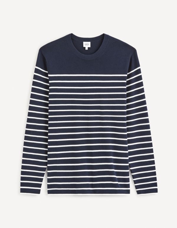 Pull col rond 100% coton - marine