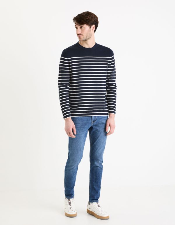 Pull col rond 100% coton - marine