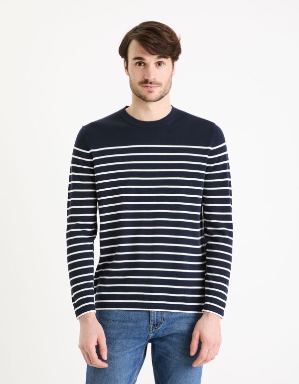 Pull col rond 100% coton - marine