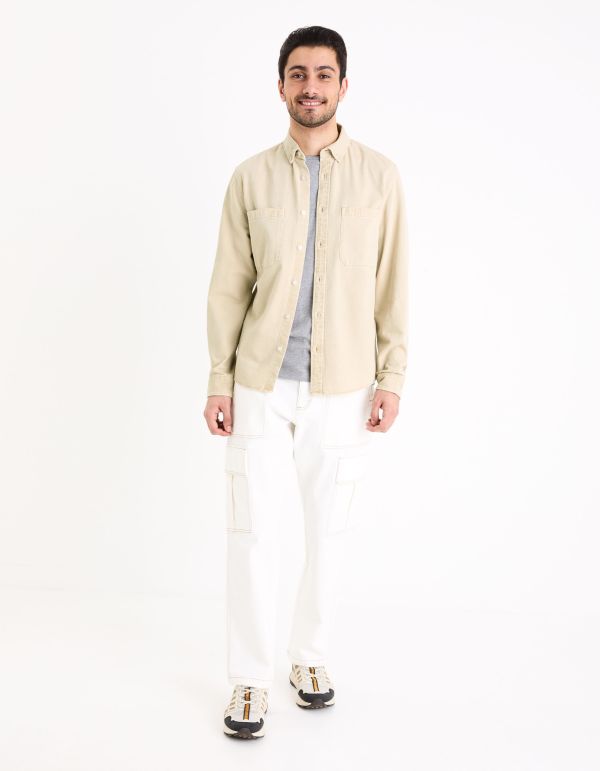 Chemise regular 100% coton - beige