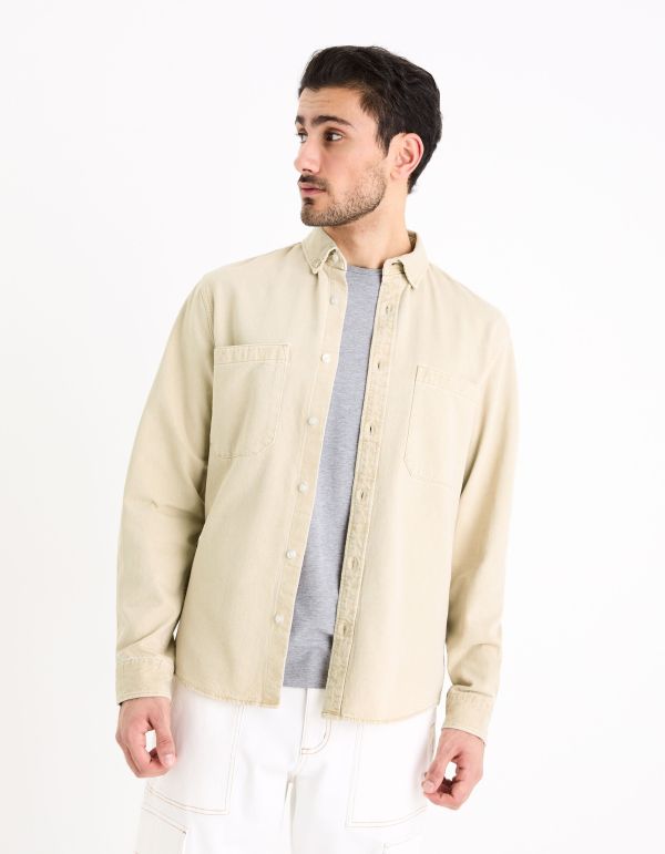 Chemise regular 100% coton - beige