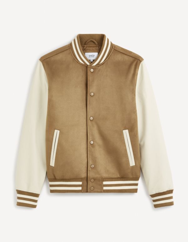 Teddy manches imitation cuir - marron