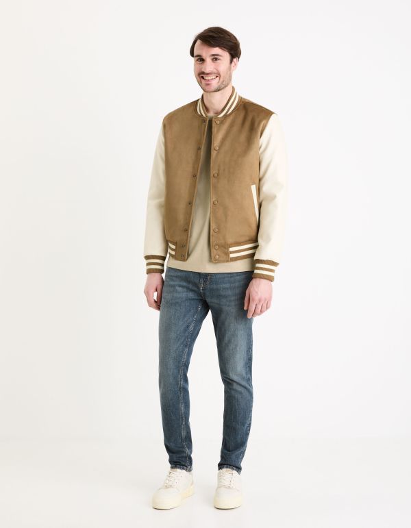 Teddy manches imitation cuir - marron