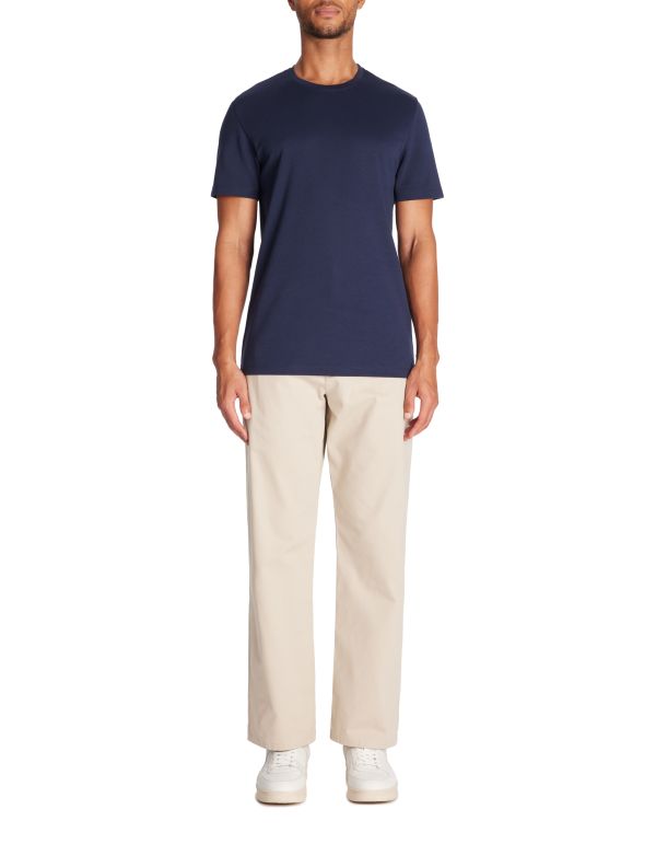 T-shirt straight col rond coton mélangé - marine