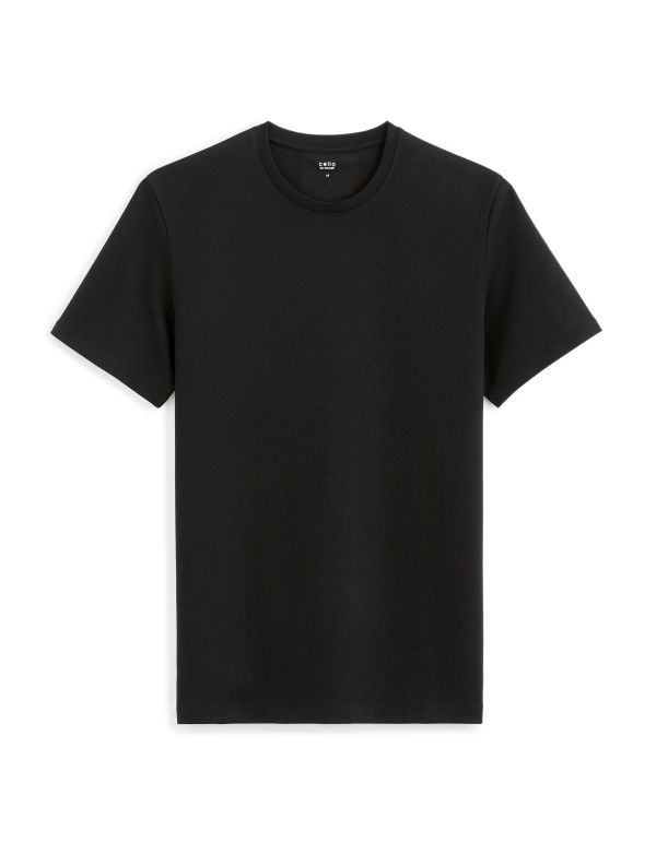 T-shirt straight col rond coton mélangé - noir